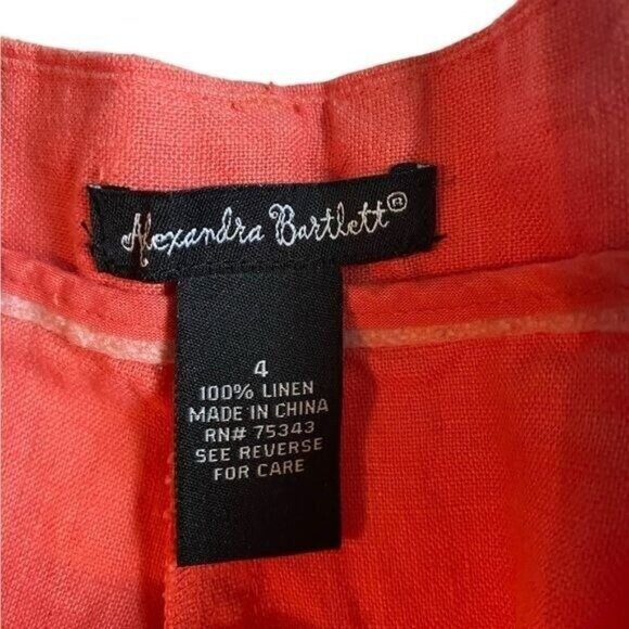 Womens Linen Wide-Leg Pants 4 Beachy Coastal Lagenlook Oversized Coral B… - Picture 5 of 7